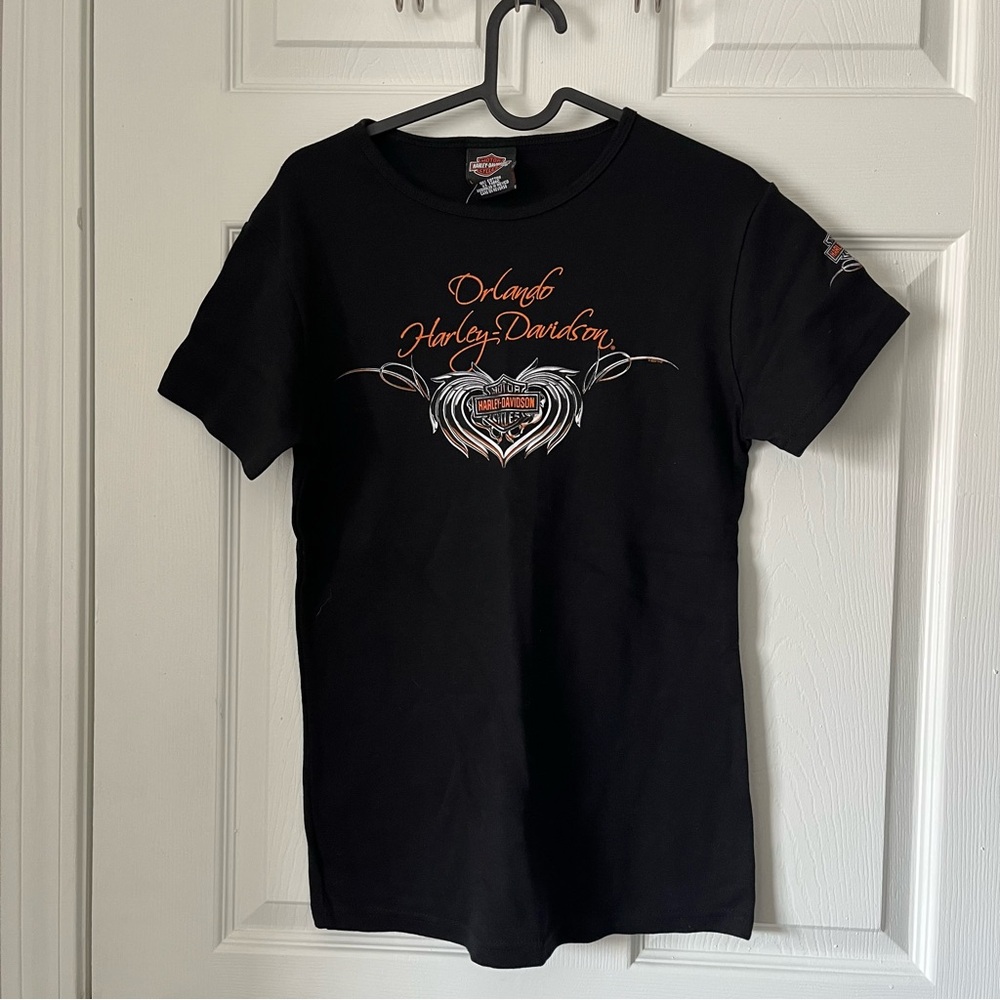 NWT Women's Harley Davidson Orlando Short Sleeve Top size Large in Black